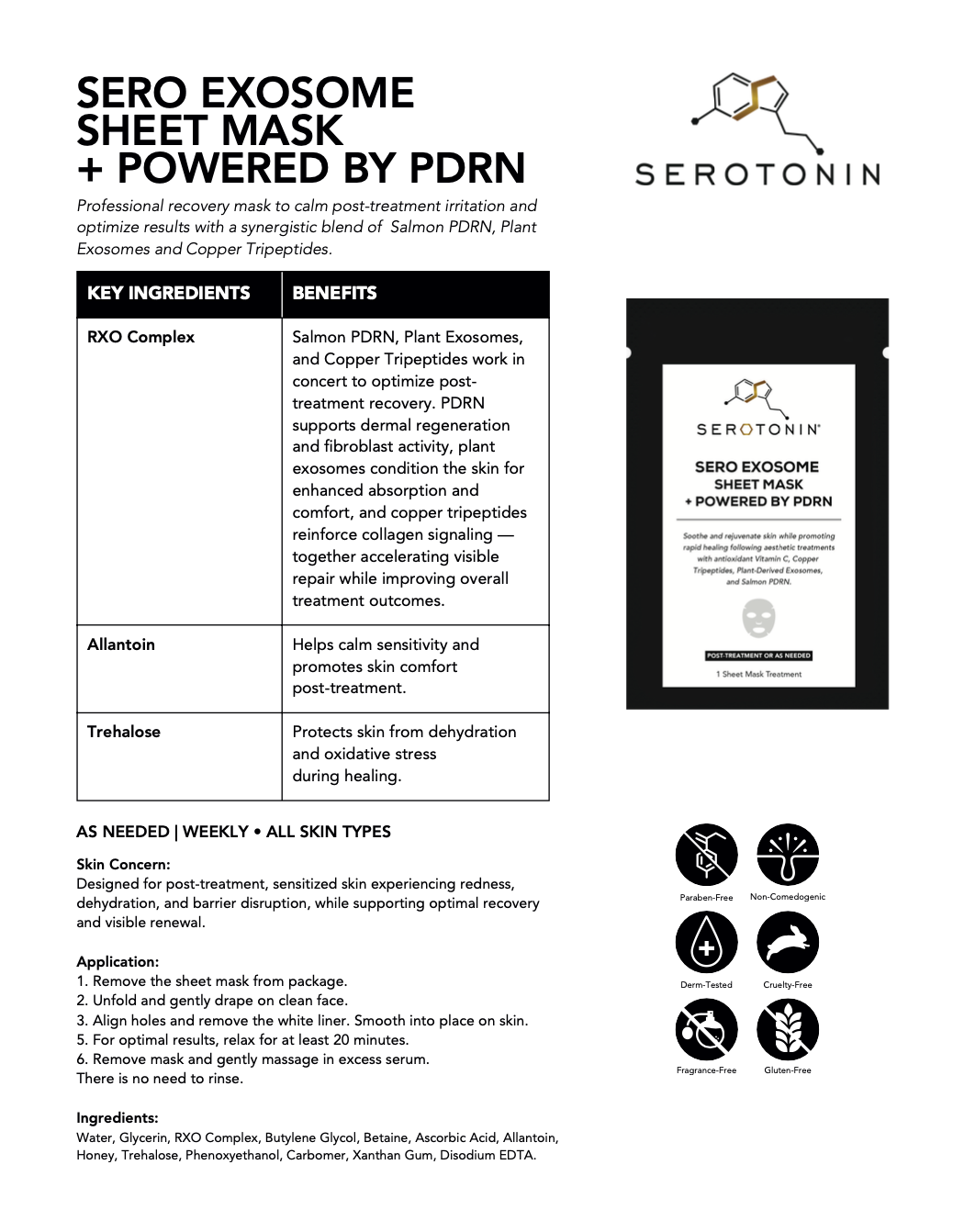 Serotonin Sero XO with PDRN + Exosome Sheet Mask