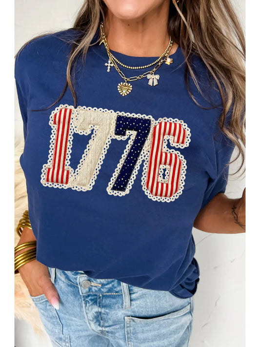 1776 Faux Patchwork Printed T-Shirt