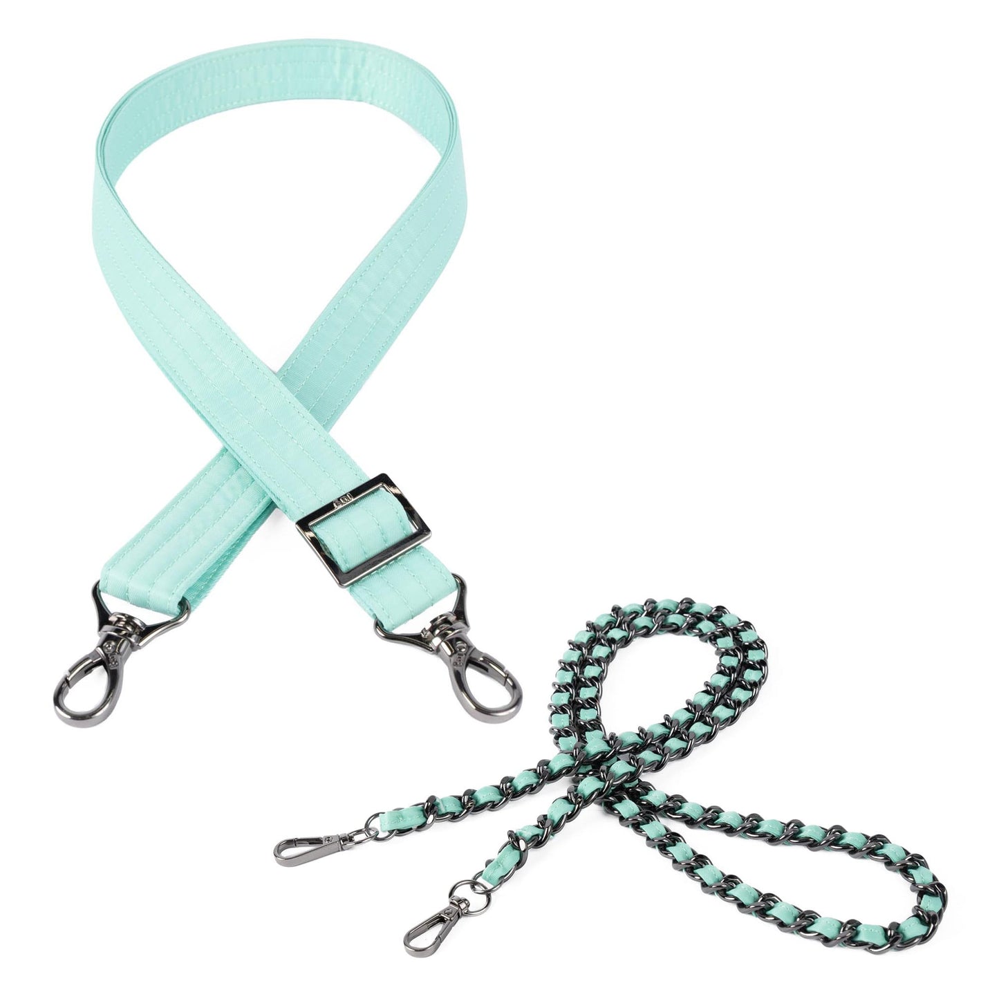 2pc Bag Straps - 1" Classic and Metal Chain Strap - BUBBLE MINT - 24494_2pcStrapSet_BubbleMint_Angle_01