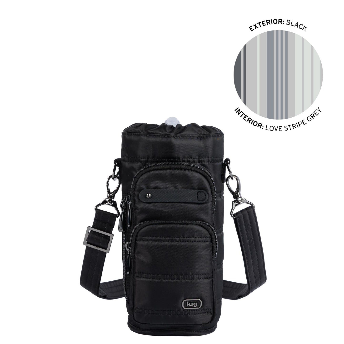 Huggie Wide Crossbody Water Bottle Holder with Charm Bar