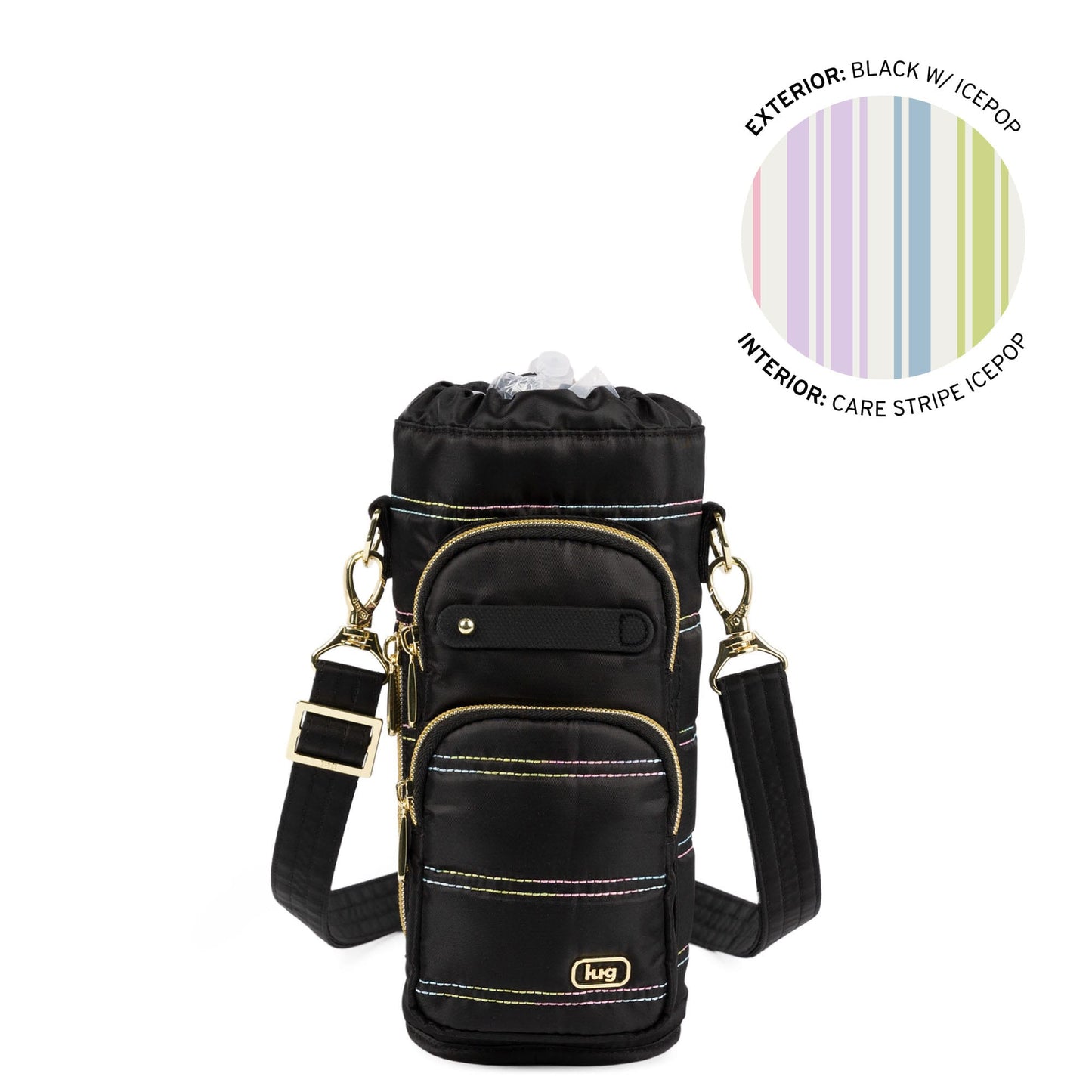 Huggie Wide Crossbody Water Bottle Holder with Charm Bar