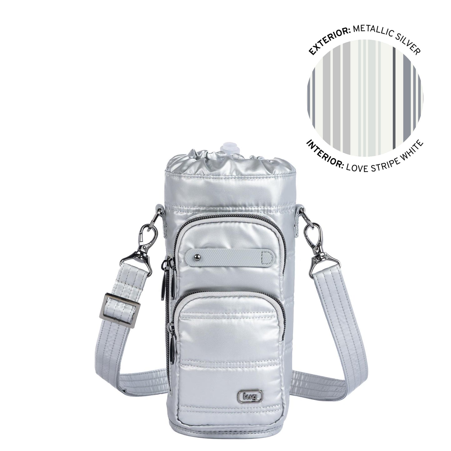 Huggie Wide Crossbody Water Bottle Holder with Charm Bar