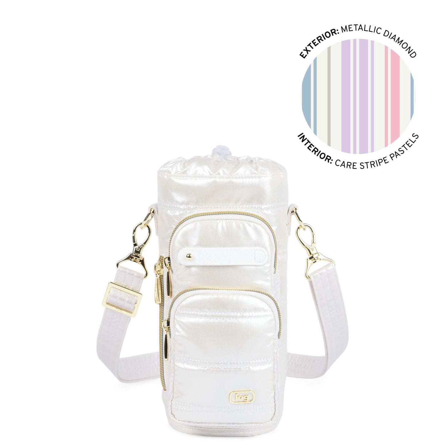 Huggie Wide Crossbody Water Bottle Holder with Charm Bar