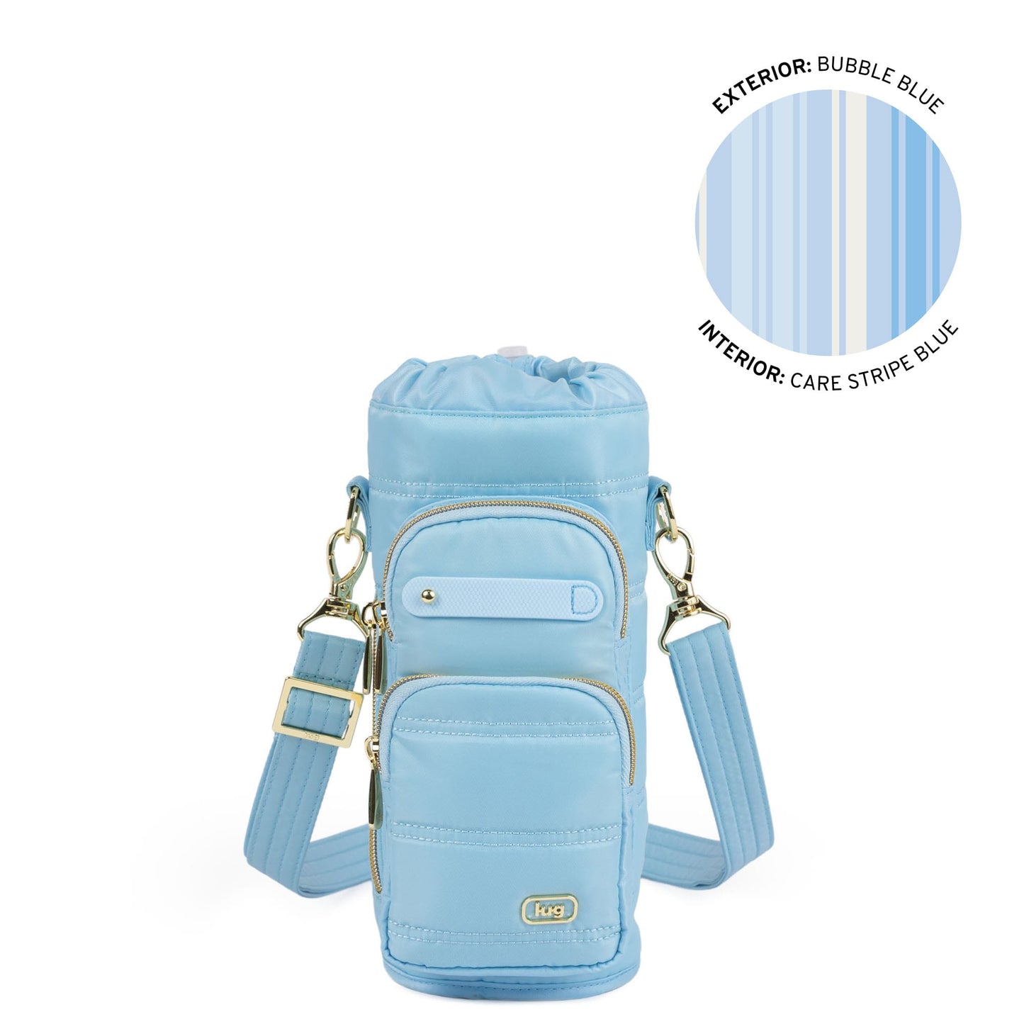Huggie Wide Crossbody Water Bottle Holder with Charm Bar