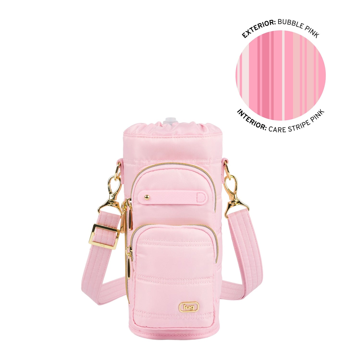 Huggie Wide Crossbody Water Bottle Holder with Charm Bar