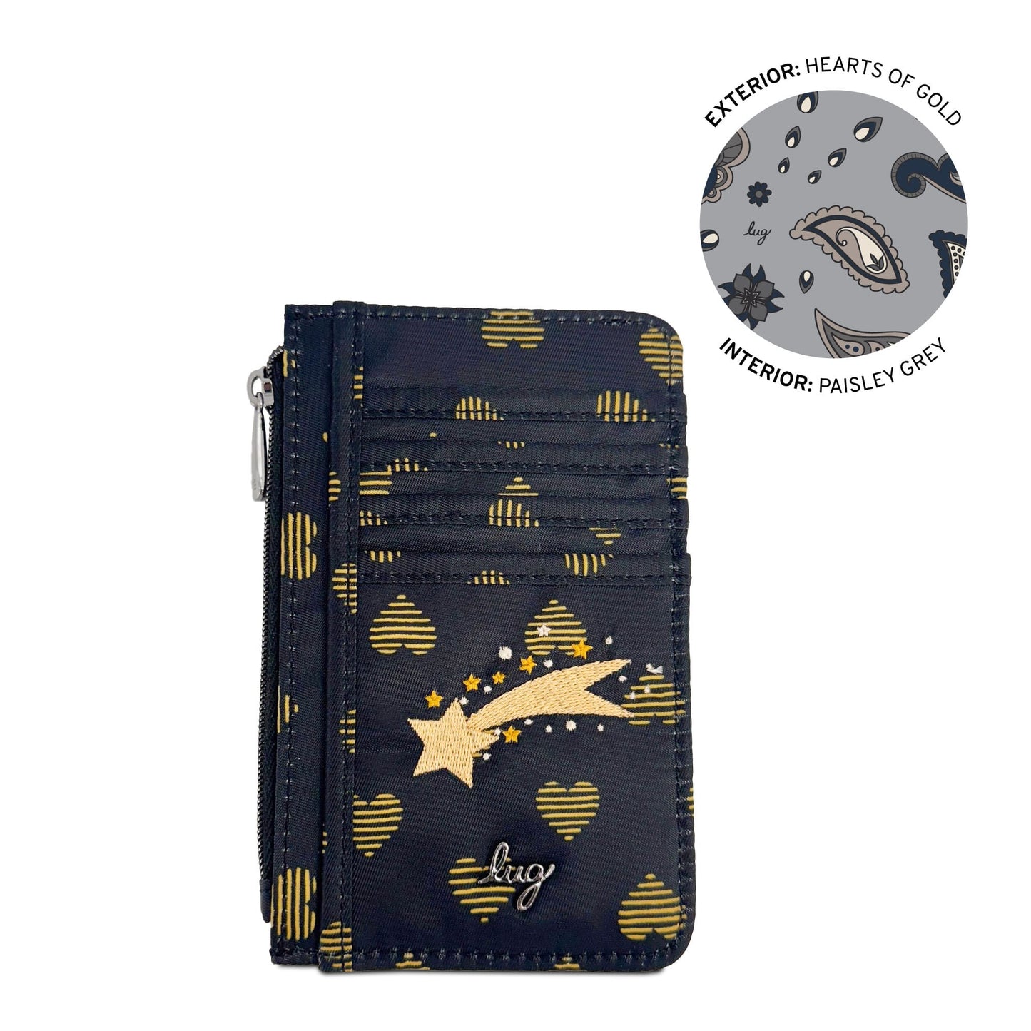 Embroidered Slide RFID Card Wallet