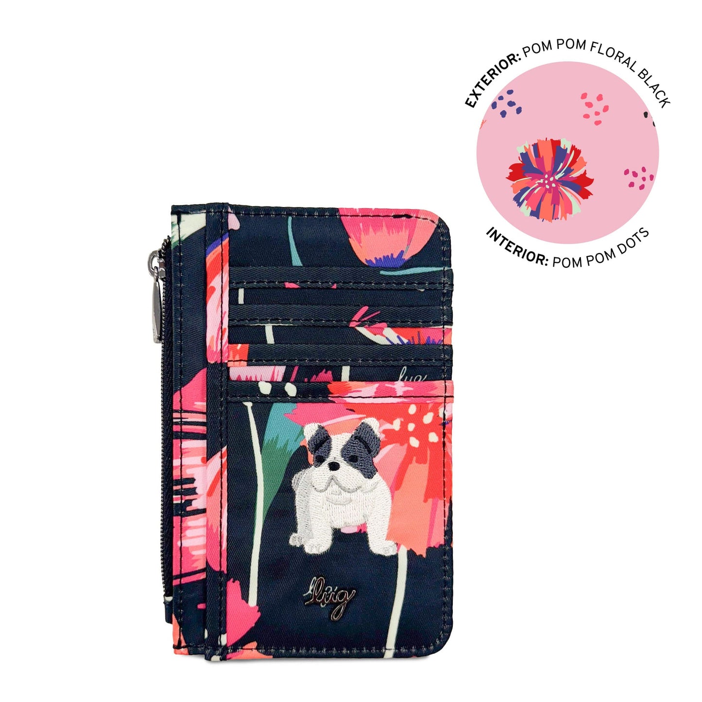Embroidered Slide RFID Card Wallet
