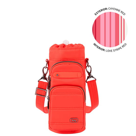 Huggie Wide Crossbody Water Bottle Holder with Charm Bar