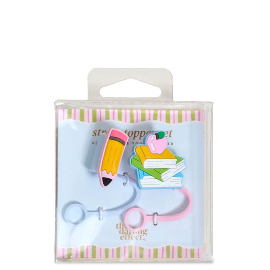 Pencil Me In Straw Topper 2pc Set