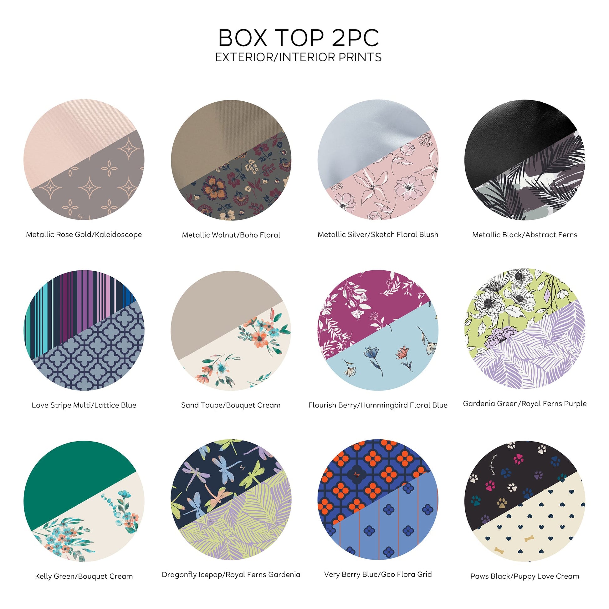 Box Top Cosmetic Case 2pc Set - - BoxTop2pc_Swatches_Revised