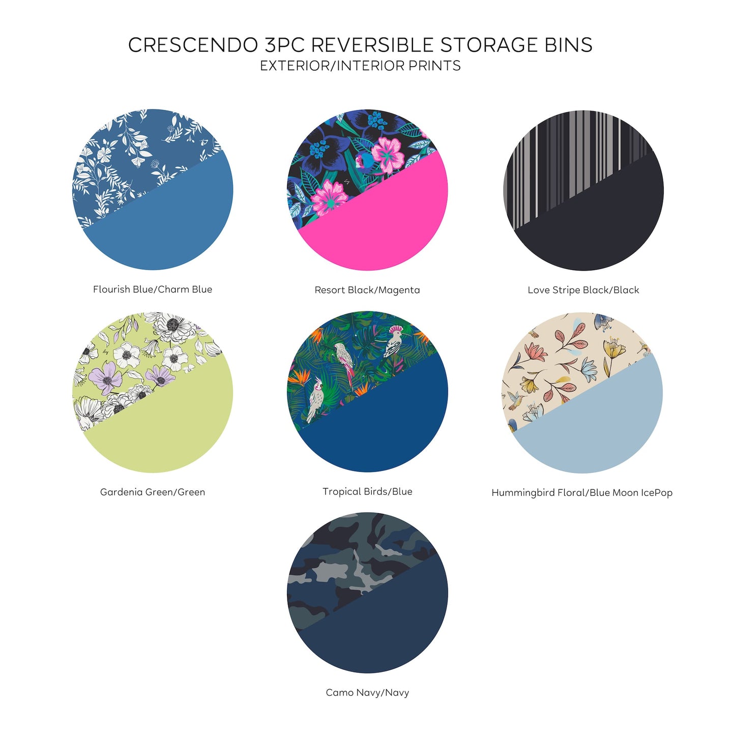 Crescendo 3pc Reversible Storage Bins (old)