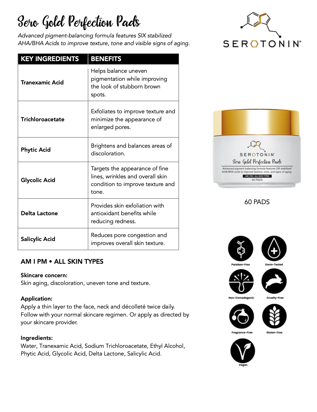 Serotonin Sero Gold Perfecting Pads + Sero Oxy Fresh